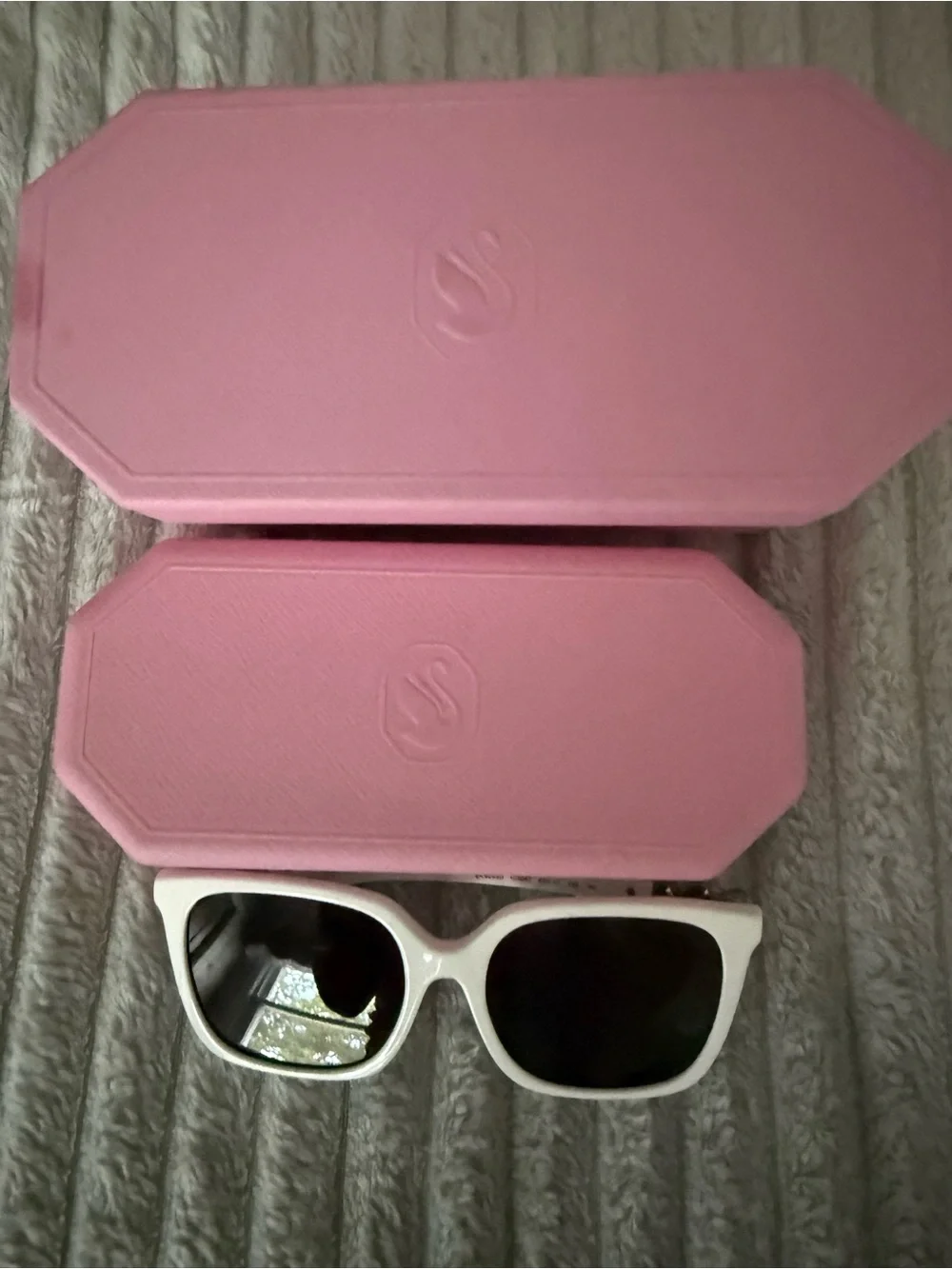 Swarovski White Square Sunglasses with Black Lenses